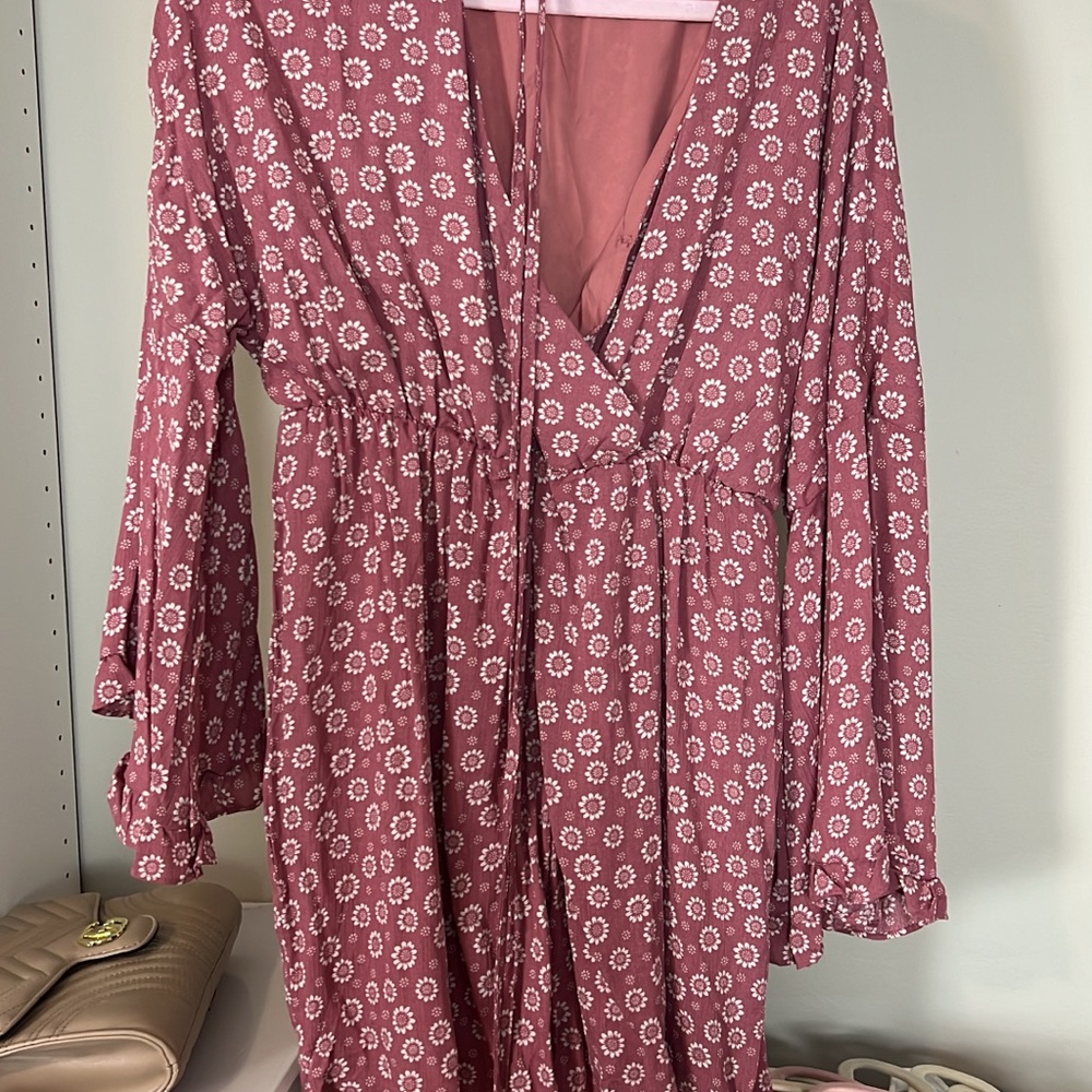 Floral Pink Long Sleeve Dress